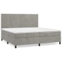 Box spring bed with light gray velvet mattress 200x200 cm by , Beds and slatted bases - Ref: Foro24-3142983, Price: 590,24 €,...