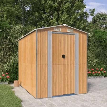 Hellbrauner Gartenschuppen aus verzinktem Stahl, 192 x 274 x 223 cm von , Schuppen - Ref: Foro24-3147472, Preis: 380,13 €, Ra...