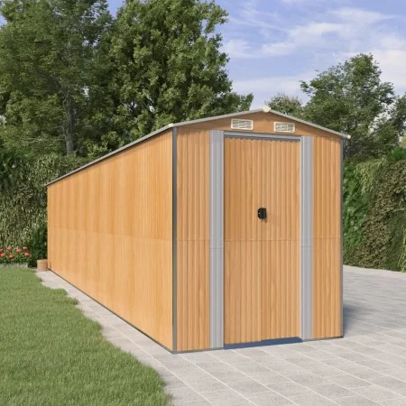 Cobertizo jardín acero galvanizado marrón claro 192x855x223 cm de , Cobertizos - Ref: Foro24-3147479, Precio: 965,70 €, Descu...