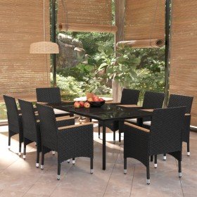 Juego de comedor de jardín 9 piezas con cojines negro en Conjuntos de jardín | Comprar online en Foro24