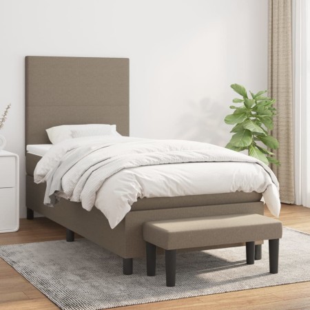 Box spring bed with taupe gray fabric mattress 80x200 cm by , Beds and slatted bases - Ref: Foro24-3136393, Price: 388,86 €, ...
