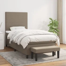 Box spring bed with taupe gray fabric mattress 80x200 cm by , Beds and slatted bases - Ref: Foro24-3136393, Price: 399,68 €, ...