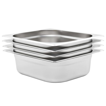 Gastronorm trays 4 units GN 1/2 100 mm stainless steel by , Buckets for steam tables - Ref: Foro24-50888, Price: 50,08 €, Dis...
