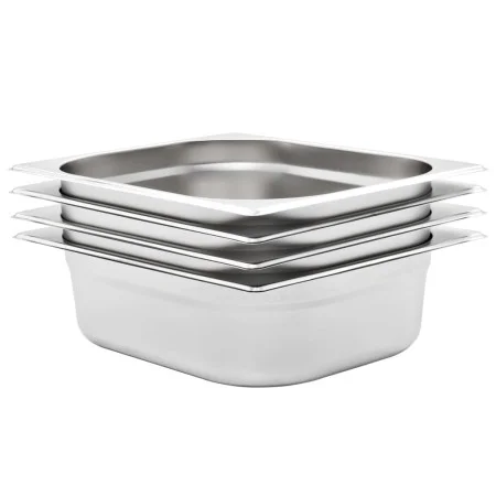 Gastronorm trays 4 units GN 1/2 100 mm stainless steel by , Buckets for steam tables - Ref: Foro24-50888, Price: 46,77 €, Dis...