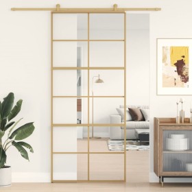 Golden sliding door made of transparent ESG glass and aluminum by , Doors for the home - Ref: Foro24-155167, Price: 163,74 €,...