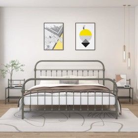 Mesitas de noche 2 unidades metal y vidrio gris y negro de vidaXL, Mesitas de noche - Ref: Foro24-325093, Precio: 43,77 €, De...