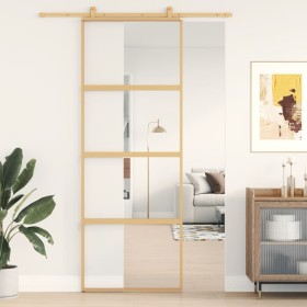 Golden sliding door made of transparent ESG glass and aluminum by , Doors for the home - Ref: Foro24-155178, Price: 152,81 €,...