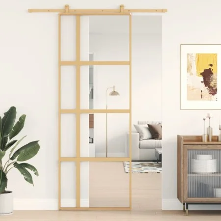 Golden sliding door made of transparent ESG glass and aluminum by , Doors for the home - Ref: Foro24-155190, Price: 152,94 €,...