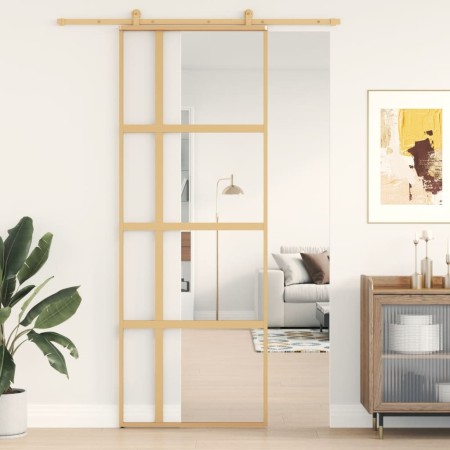 Goldene Schiebetür aus transparentem ESG-Glas und Aluminium von , Türen für zu Hause - Ref: Foro24-155190, Preis: 155,44 €, R...