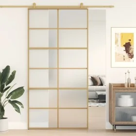 Goldene Schiebetür aus satiniertem ESG-Glas und Aluminium von , Türen für zu Hause - Ref: Foro24-155171, Preis: 188,29 €, Rab...