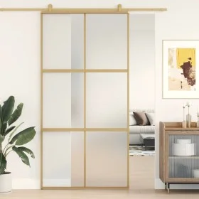 Golden sliding door in frosted ESG glass and aluminum by , Doors for the home - Ref: Foro24-155159, Price: 186,06 €, Discount: %