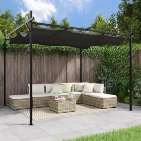 Pérgola con cubierta retráctil gris antracita 295x292x230 cm