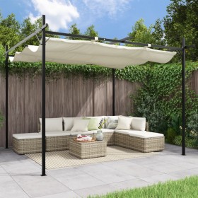 Pérgola con cubierta retráctil color crema 295x292x230 cm