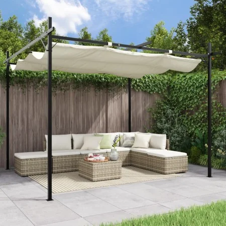 Pergola with cream-colored retractable cover 295x292x230 cm by , Tents and gazebos - Ref: Foro24-360114, Price: 221,22 €, Dis...