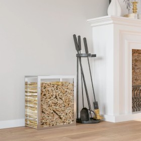 Stainless steel firewood rack 80x28x86 cm by , Firewood bags and holders - Ref: Foro24-357862, Price: 35,94 €, Discount: %