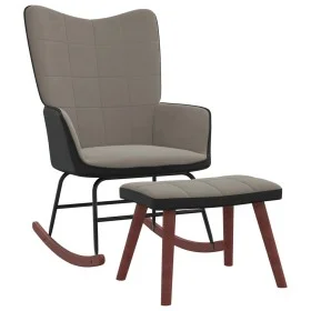 Relaxation armchair with light gray velvet and PVC stool by , Rocking chairs - Ref: Foro24-327886, Price: 120,52 €, Discount: %