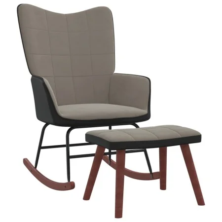 Entspannungssessel mit hellgrauem Samt und PVC-Hocker von , Schaukelstühle - Ref: Foro24-327886, Preis: 120,52 €, Rabatt: %