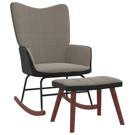Relaxation armchair with light gray velvet and PVC stool by , Rocking chairs - Ref: Foro24-327886, Price: 98,82 €, Discount: %