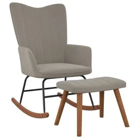Light gray velvet rocking chair with footrest by , Rocking chairs - Ref: Foro24-327754, Price: 145,39 €, Discount: %