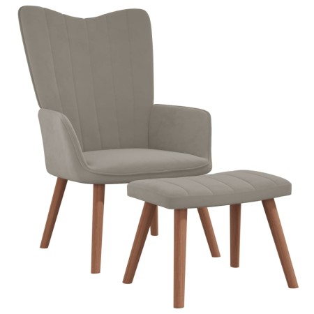 Relaxation armchair with light gray velvet stool by , Armchairs - Ref: Foro24-327666, Price: 93,33 €, Discount: %