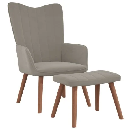 Relaxation armchair with light gray velvet stool by , Armchairs - Ref: Foro24-327666, Price: 113,74 €, Discount: %