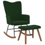 Silla mecedora con reposapiés terciopelo verde oscuro de , Mecedoras - Ref: Foro24-327756, Precio: 133,20 €