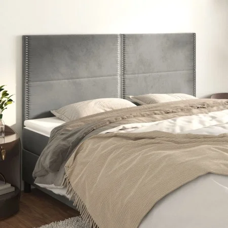 Headboards 4 units of light gray velvet 100x5x78/88 cm by , Headboards and footboards - Ref: Foro24-3116258, Price: 91,04 €, ...