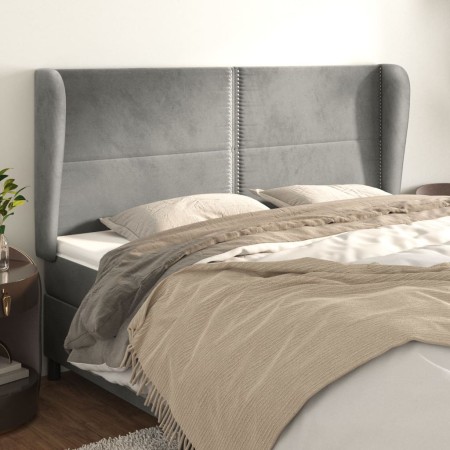 Kopfteil mit hellgrauen Samtohren 203x23x118/128 cm von , Kopf- und Fußteile - Ref: Foro24-3117882, Preis: 113,27 €, Rabatt: %