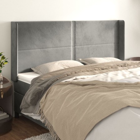 Kopfteil mit hellgrauen Samtohren 183x16x118/128 cm von , Kopf- und Fußteile - Ref: Foro24-3119500, Preis: 100,62 €, Rabatt: %