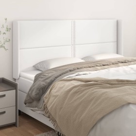 Headboard with white synthetic leather ears 203x16x118/128 cm by , Headboards and footboards - Ref: Foro24-3119549, Price: 10...