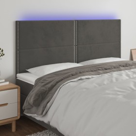 Kopfteil mit LED-Leuchten, dunkelgrauer Samt, 180 x 5 x 118/128 cm von , Kopf- und Fußteile - Ref: Foro24-3122345, Preis: 98,...