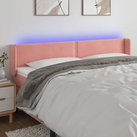 Pink velvet headboard with LED 183x16x78/88 cm by , Headboards and footboards - Ref: Foro24-3123161, Price: 70,65 €, Discount: %