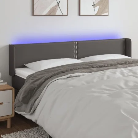 Headboard with LED gray synthetic leather 163x16x78/88 cm by , Headboards and footboards - Ref: Foro24-3123196, Price: 68,38 ...