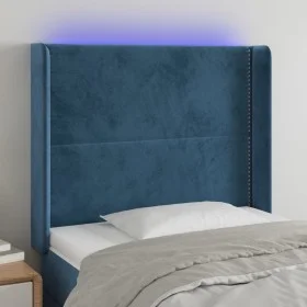 LED-Kopfteil aus dunkelblauem Samt, 103 x 16 x 118/128 cm von , Kopf- und Fußteile - Ref: Foro24-3123954, Preis: 73,53 €, Rab...