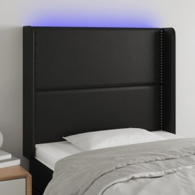 Kopfteil mit LED aus schwarzem Kunstleder 83x16x118/128 cm von , Kopf- und Fußteile - Ref: Foro24-3123980, Preis: 73,89 €, Ra...