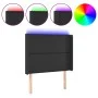 Headboard with LED black synthetic leather 83x16x118/128 cm by , Headboards and footboards - Ref: Foro24-3123980, Price: 75,4...