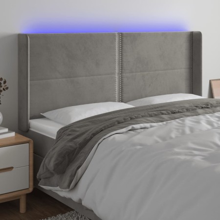 Hellgraues Samtkopfteil mit LED 183x16x118/128 cm von , Kopf- und Fußteile - Ref: Foro24-3123968, Preis: 108,54 €, Rabatt: %