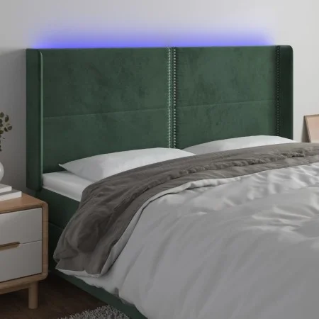 Dunkelgrünes Samtkopfteil mit LED 203x16x118/128 cm von , Kopf- und Fußteile - Ref: Foro24-3123977, Preis: 142,31 €, Rabatt: %
