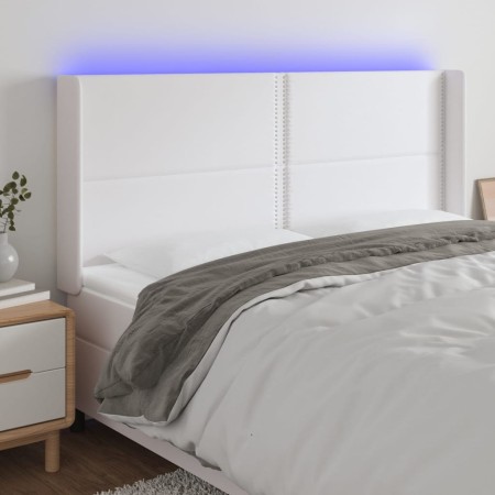 Kopfteil mit LED, weißem Kunstleder, 203 x 16 x 118/128 cm von , Kopf- und Fußteile - Ref: Foro24-3124017, Preis: 117,94 €, R...