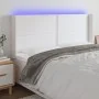 Kopfteil mit LED, weißem Kunstleder, 203 x 16 x 118/128 cm von , Kopf- und Fußteile - Ref: Foro24-3124017, Preis: 116,55 €, R...