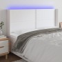 Kopfteil mit LED, weißem Kunstleder, 203 x 16 x 118/128 cm von , Kopf- und Fußteile - Ref: Foro24-3124017, Preis: 117,94 €, R...