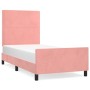 Estructura de cama con cabecero de terciopelo rosa 90x190 cm