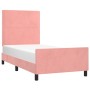 Estructura de cama con cabecero de terciopelo rosa 90x190 cm