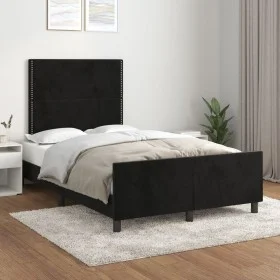 Bed frame with black velvet headboard 120x200 cm by , Beds and slatted bases - Ref: Foro24-3125686, Price: 156,16 €, Discount: %