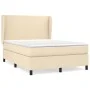 Box spring bed with cream fabric mattress 140x190 cm by , Beds and slatted bases - Ref: Foro24-3127802, Price: 487,50 €, Disc...