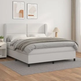 Box spring bed with white synthetic leather mattress 180x200 cm by , Beds and slatted bases - Ref: Foro24-3128986, Price: 641...