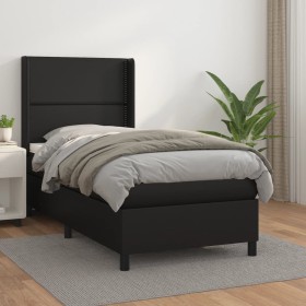 Boxspringbett mit schwarzer Kunstledermatratze 90x190 cm von , Betten und Lattenroste - Ref: Foro24-3132417, Preis: 333,28 €,...
