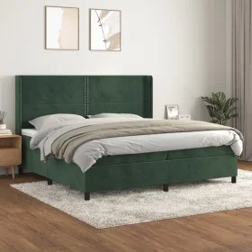 Box spring bed with dark green velvet mattress 200x200 cm by , Beds and slatted bases - Ref: Foro24-3132642, Price: 710,34 €,...