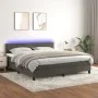 Box spring bed with mattress and LED dark gray velvet 180x200 cm by , Beds and slatted bases - Ref: Foro24-3134358, Price: 48...