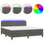 Box spring bed with mattress and LED dark gray velvet 180x200 cm by , Beds and slatted bases - Ref: Foro24-3134358, Price: 48...